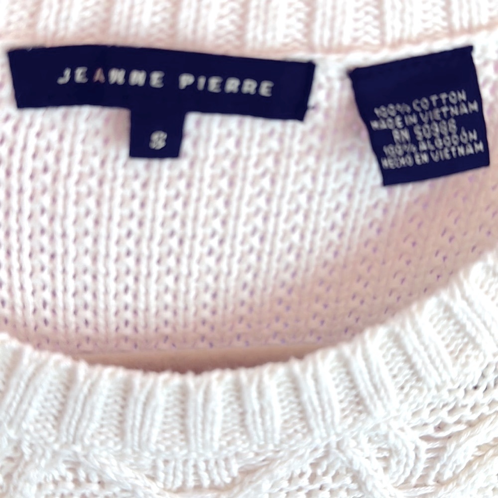 Jeanne Pierre Women’s Crewneck 100% Cotton Fisherman Cable-Knit Sweater - Small - Picture 4 of 5